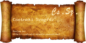 Csetneki Szegfű névjegykártya